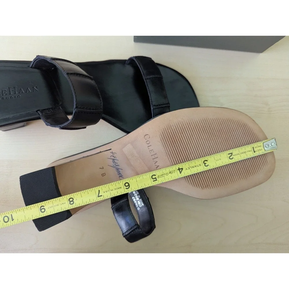 Vintage Cole Haan 90s Minimalisim Vtg‎ Black Leather Sandal Square w/ box